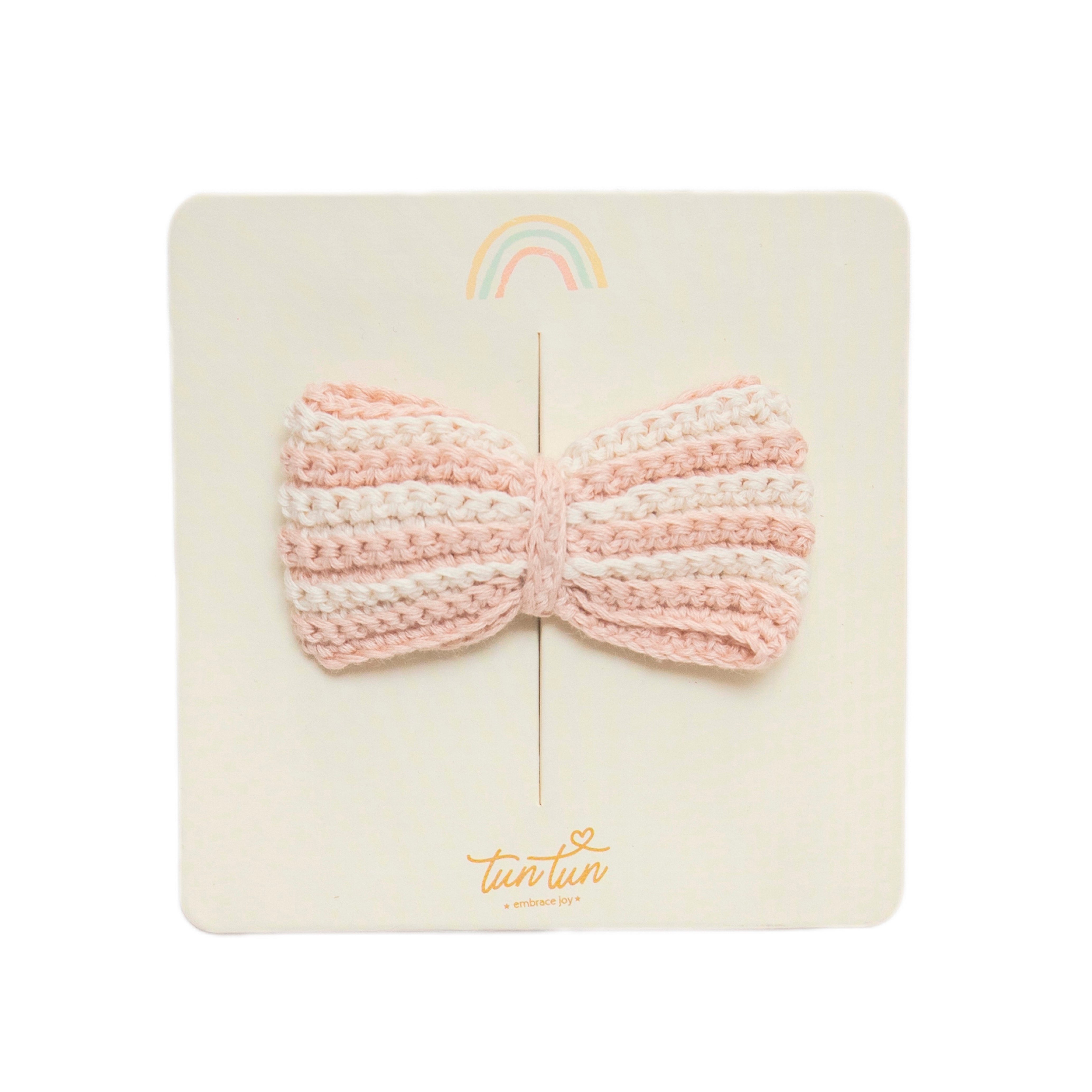 Gancho Lazo Tejida Perla y Rosado