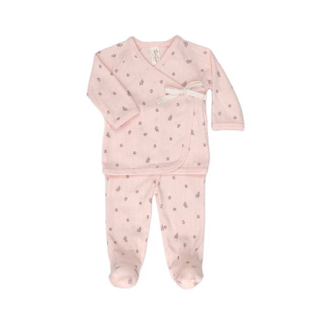 Set Kimono Pointelle Rosado flores