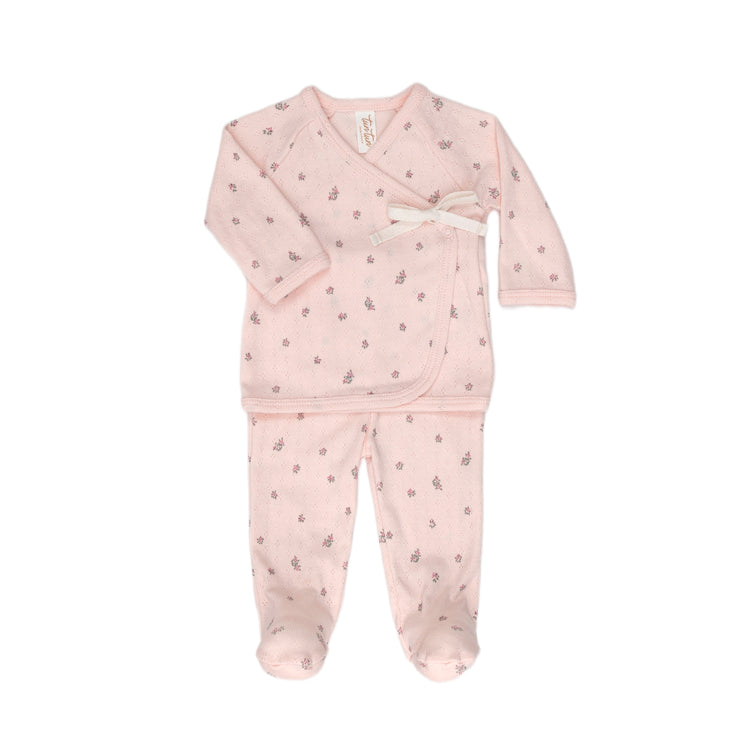 Set Kimono Pointelle Rosado flores