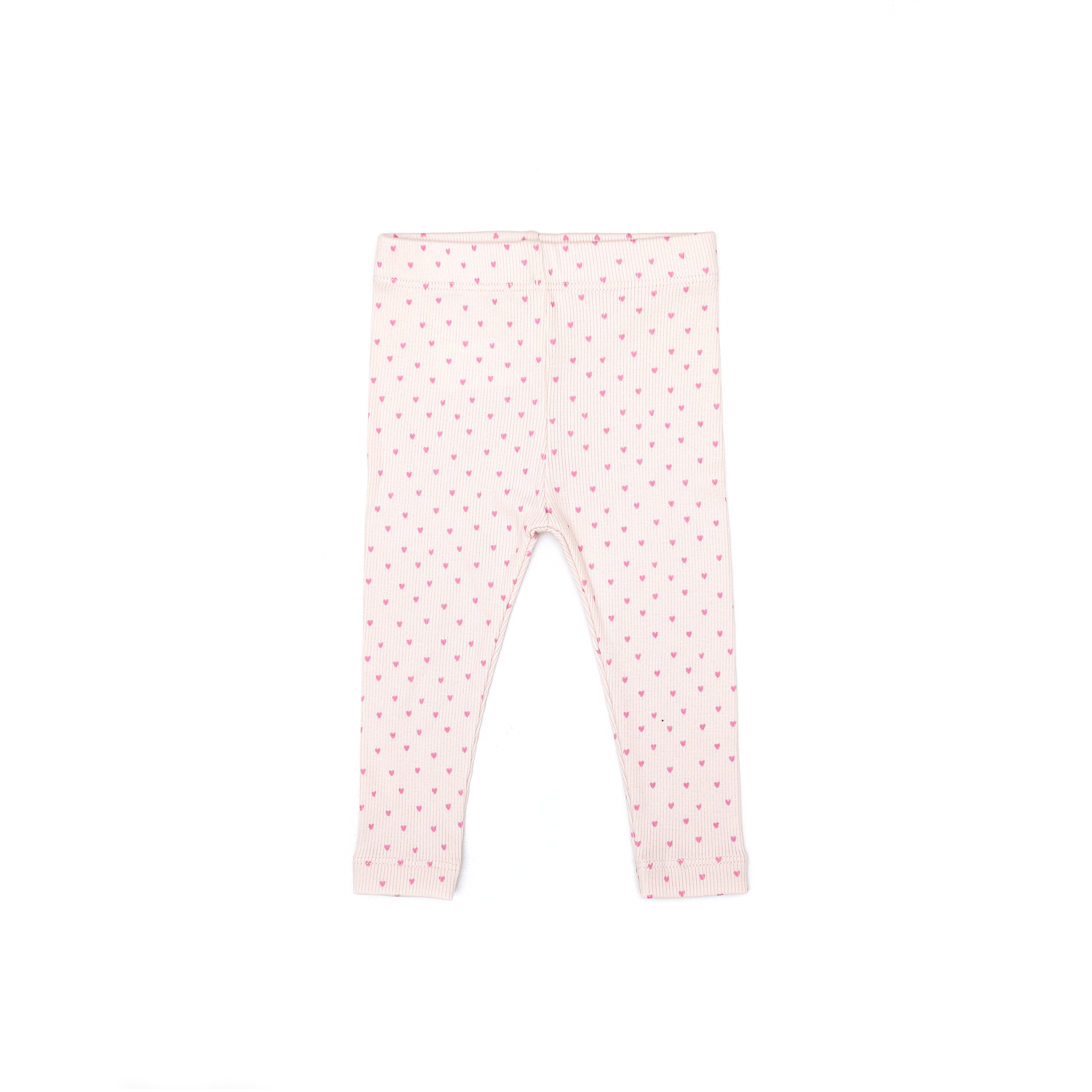 Leggin Rosado Corazones de algodón rib