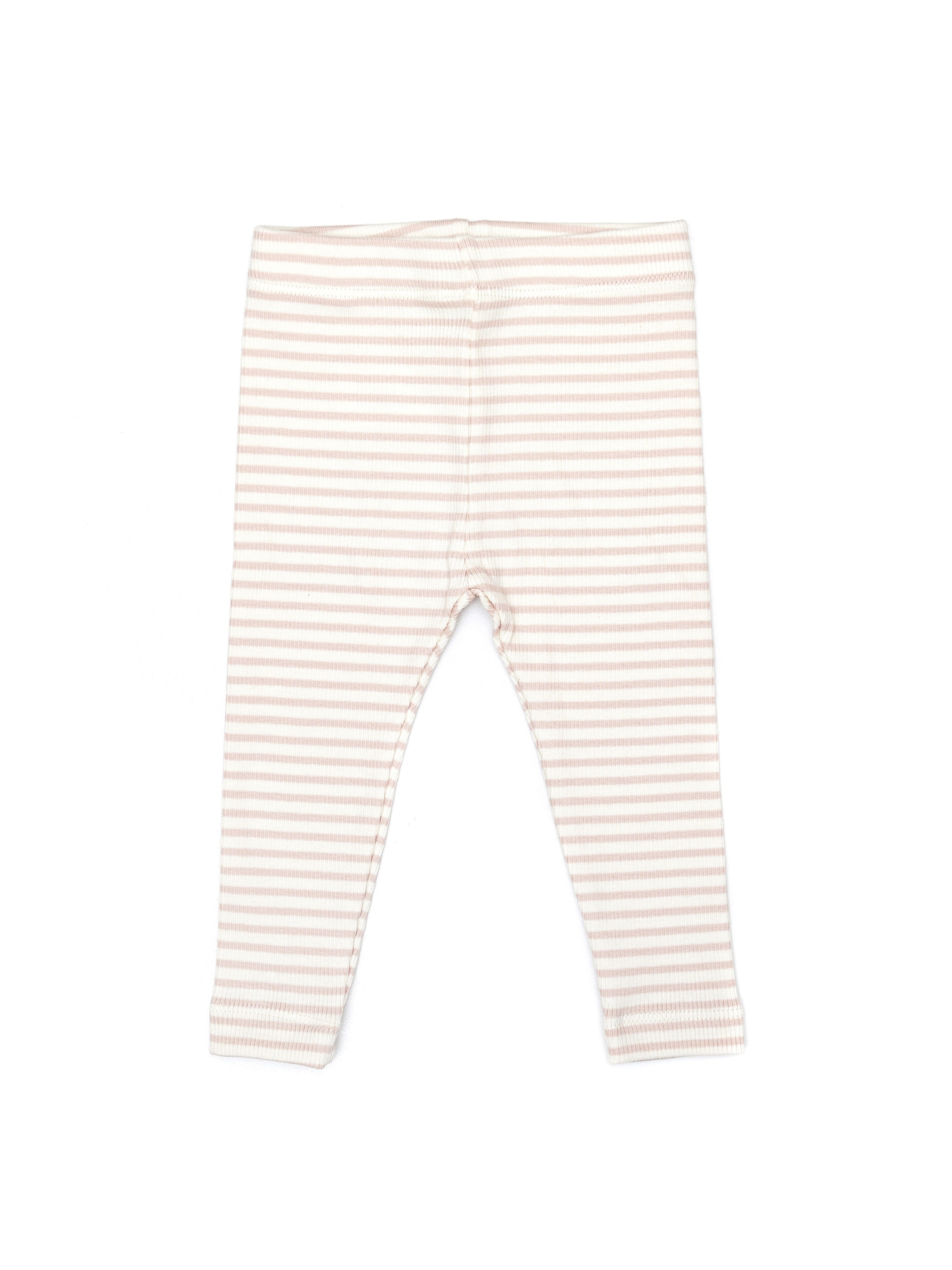 Leggins Perla rayas rosado de algodón rib