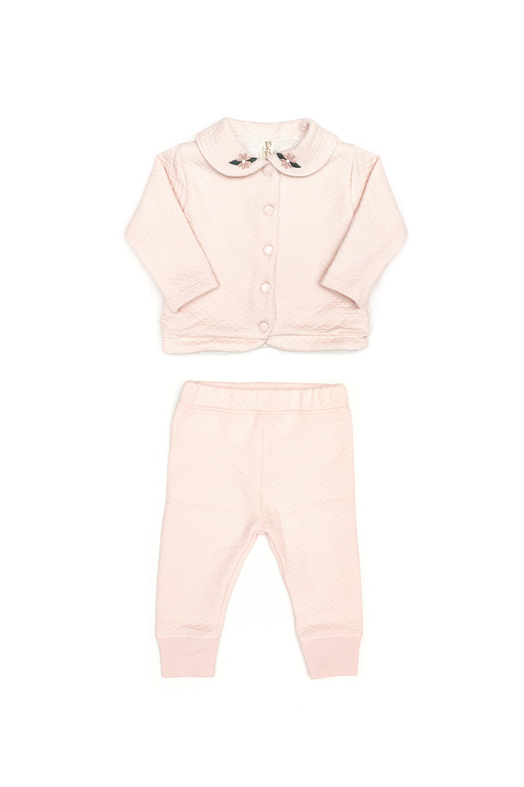 Set Chaqueta + Buzo Niña Rosado de Algodón de Jacquar