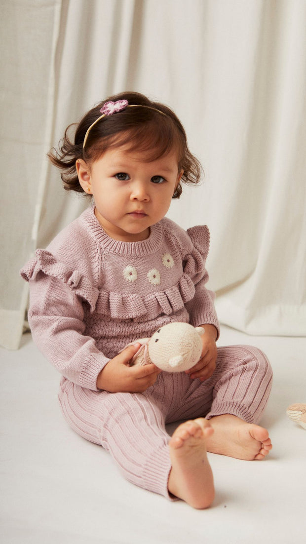 Set tejido Sweater Bobo + Leggin Lila de algodón