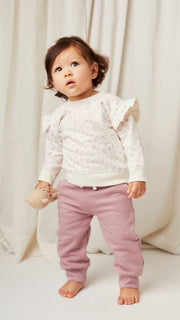 Set Polera Bobo + Buzo Perla Flores Lila de Algodón franelado