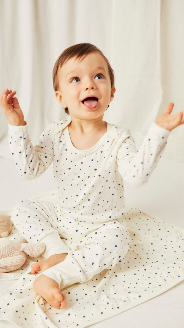 Set Body + Pantalon Perla Estrellas de algodón pima