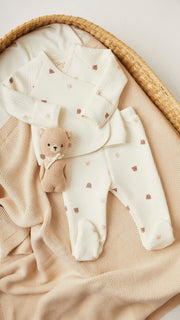 Set kimono perla osos de Jackard de algodón