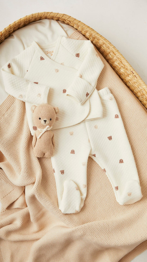 Set kimono perla osos de Jackard de algodón