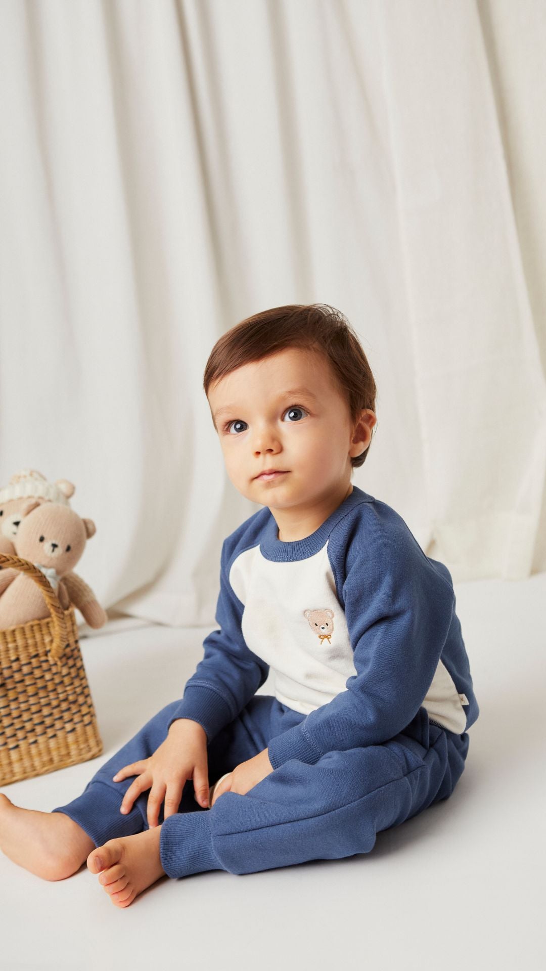 Conjunto 2 PCS Polera + Buzo Perla & Azul de Algodón Franelado