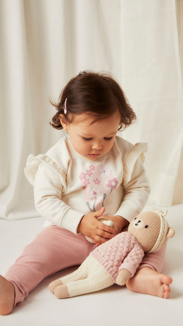 Set Polera Bobo algodón de franelado + Leggin Perla & Coral de algodón rib