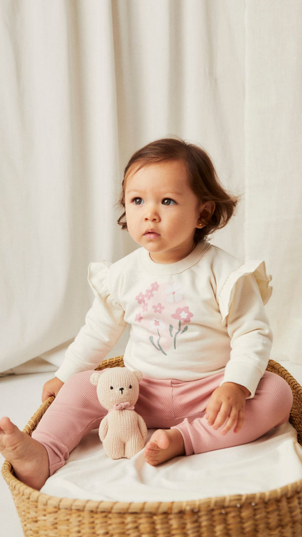 Set Polera Bobo algodón de franelado + Leggin Perla & Coral de algodón rib