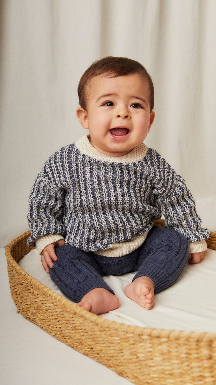Set tejido Sweater Zigzag + Leggin Azul de algodón