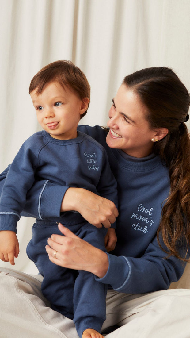 Set Polera + Buzo Azul de Algodón franelado