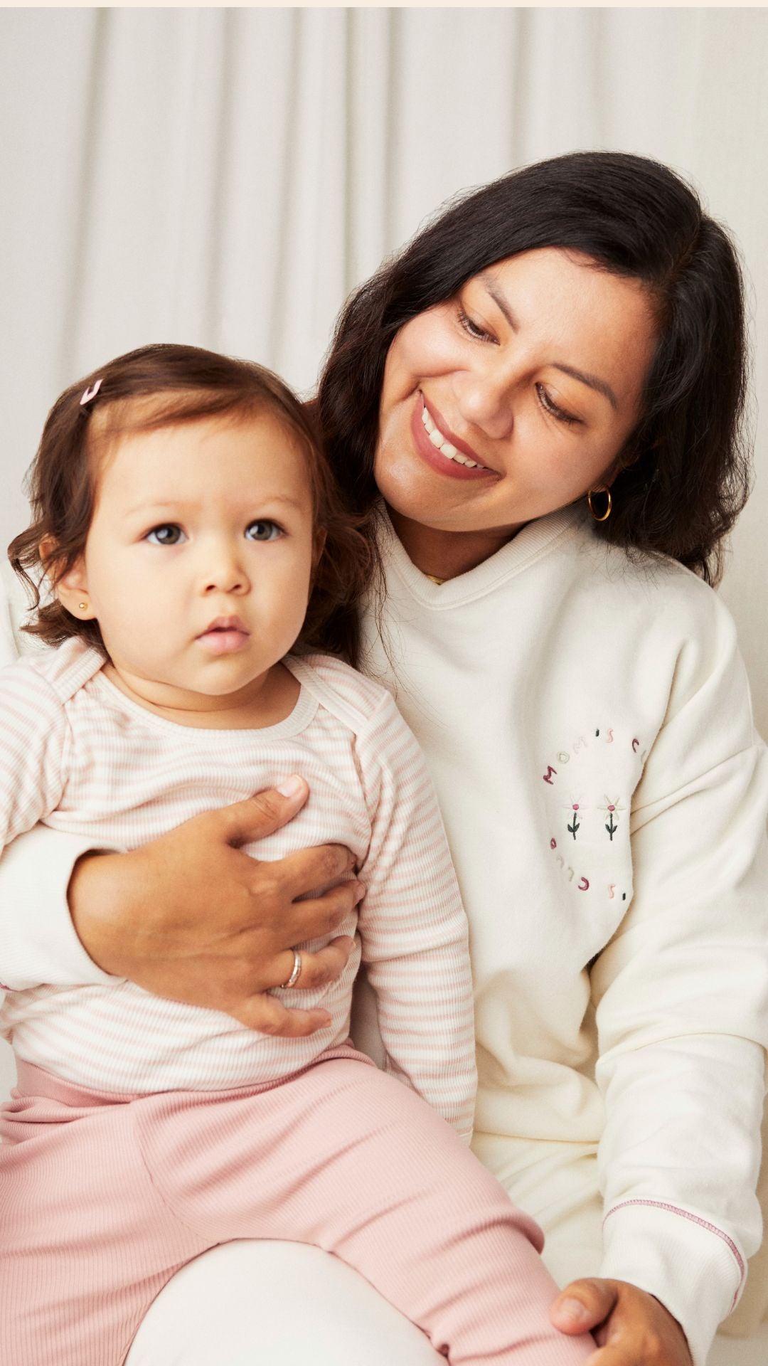 Polera Oversize Mamá Perla de algodón franelado