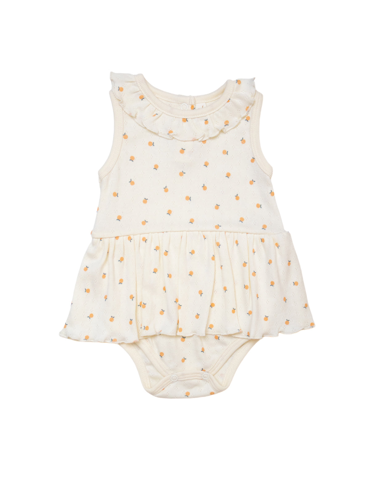 Romper Vestido Cuello Bobo Perla Naranjitas de Algodon