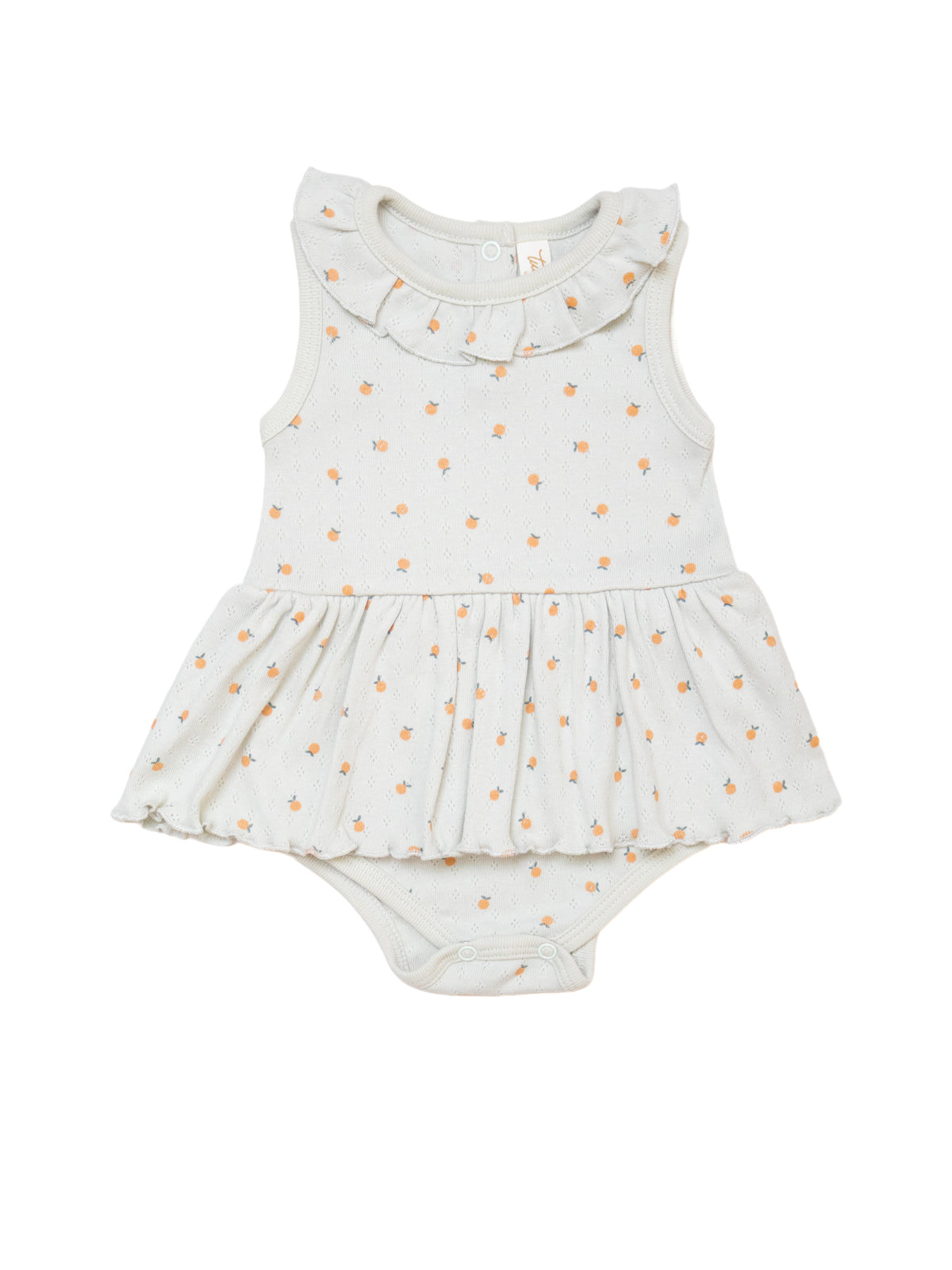 Body Vestido Cuello Bobo Celeste Naranjitas de Algodon