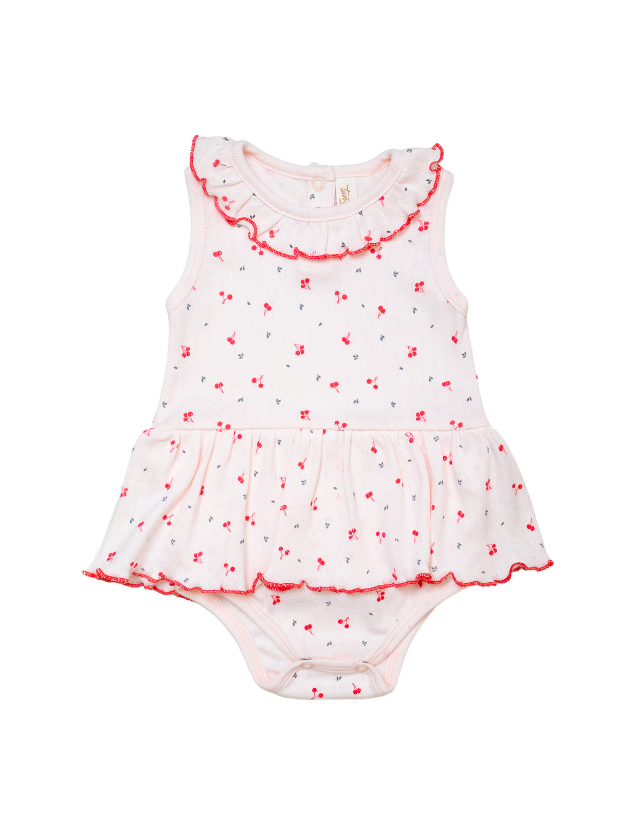 Romper Vestido Cuello Bobo Violeta Cerecitas de Algodon