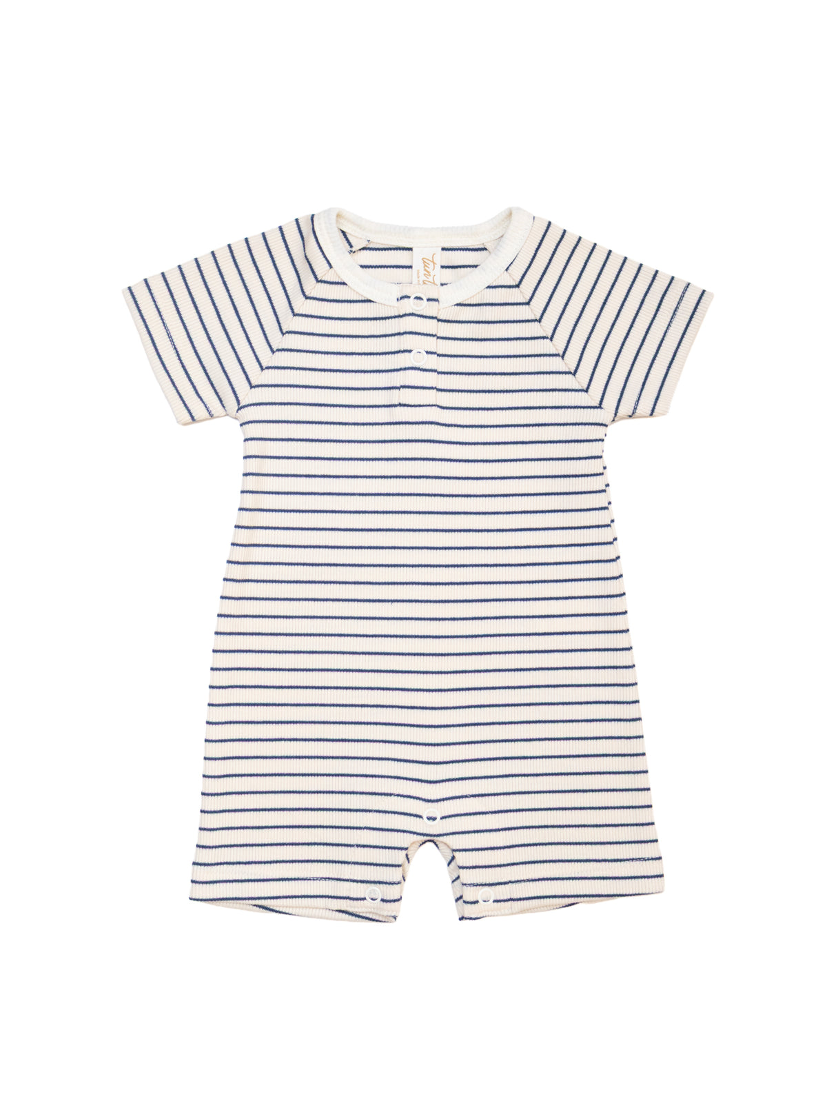 Romper Manga Corta Rayas Azul de Algodón Rib