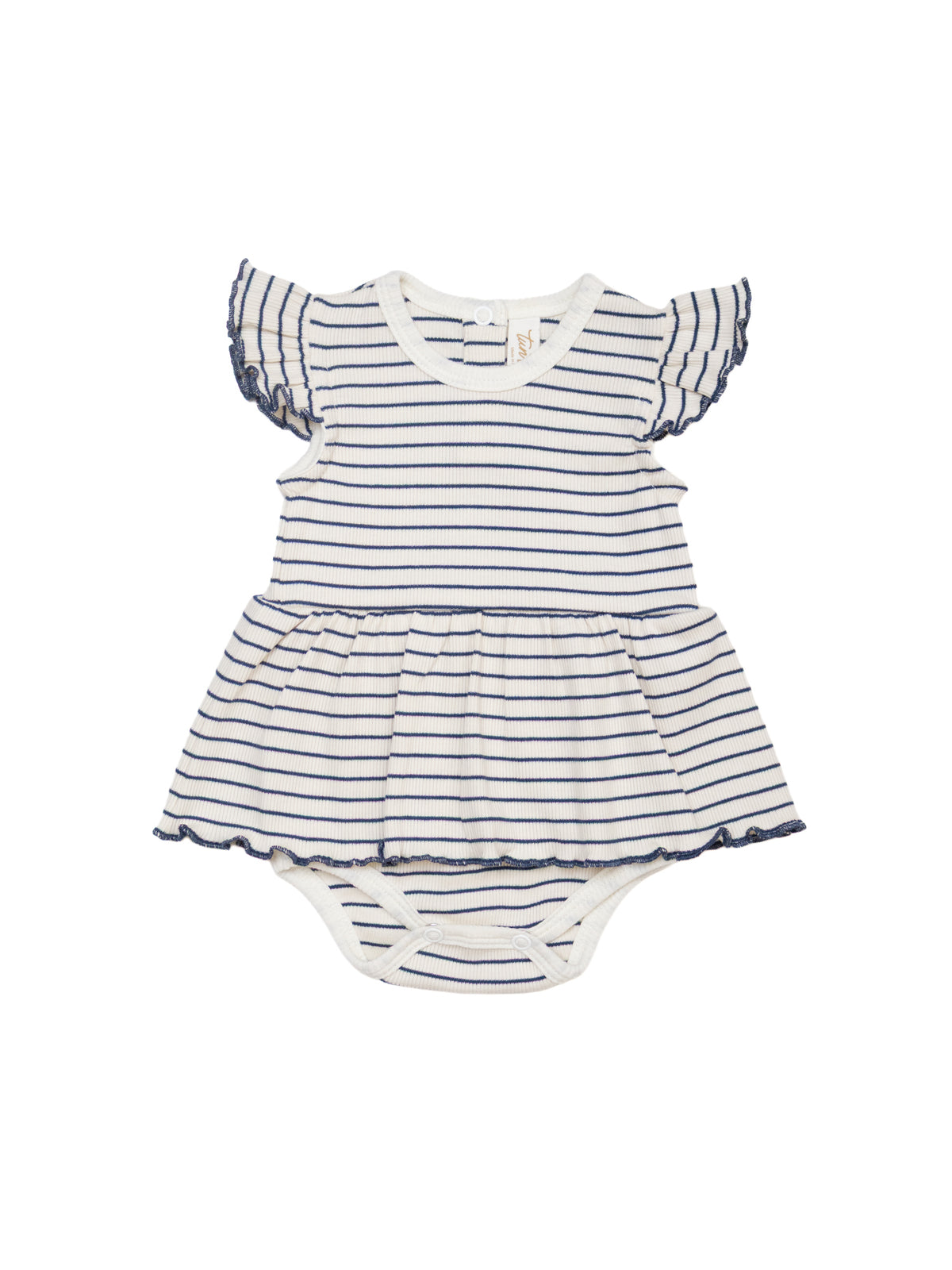 Romper Manga Bobo Rayas Azul de Algodón Rib
