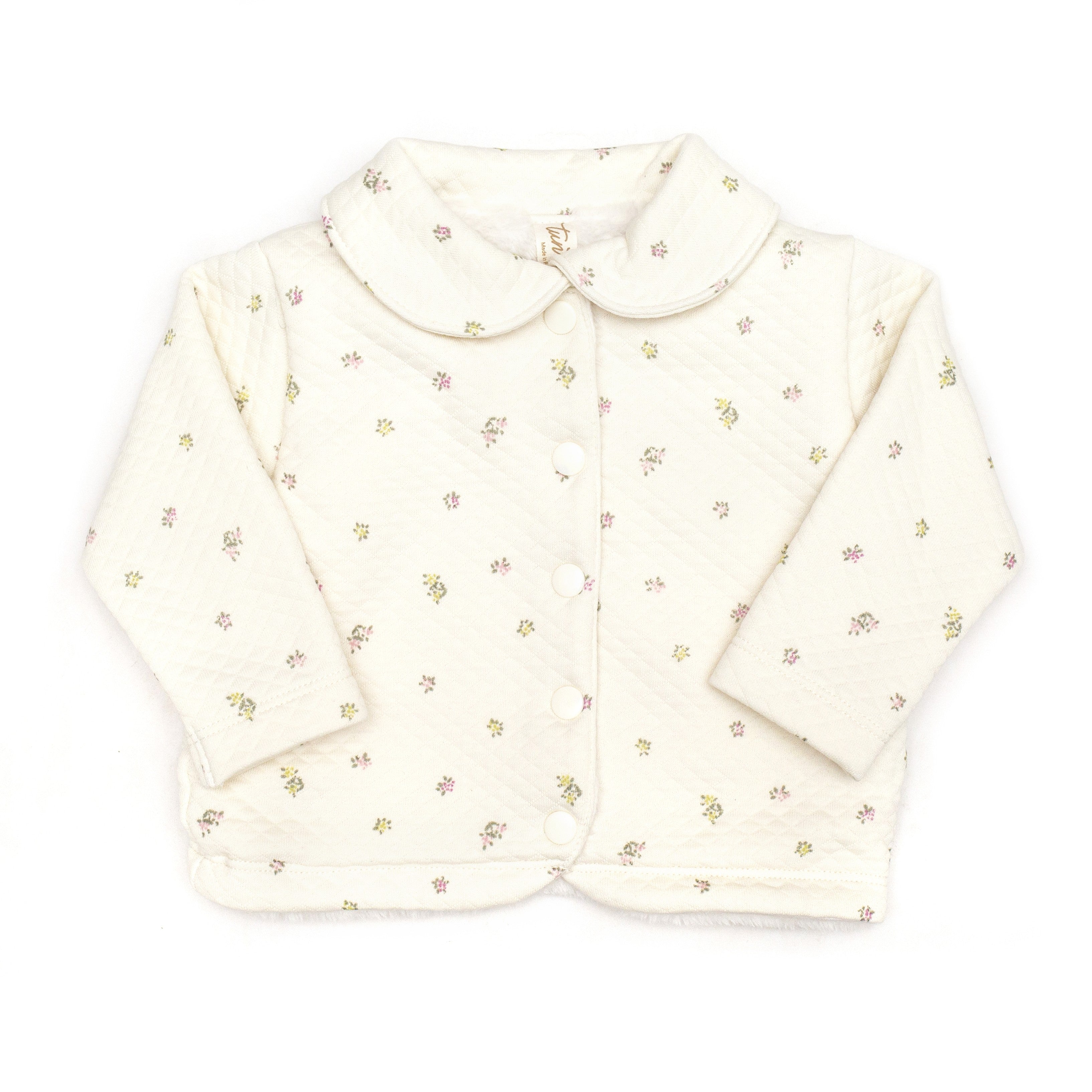 Conjunto 2PCS Chaqueta + Buzo Niña Perla Flores de Algodón de Jacquard