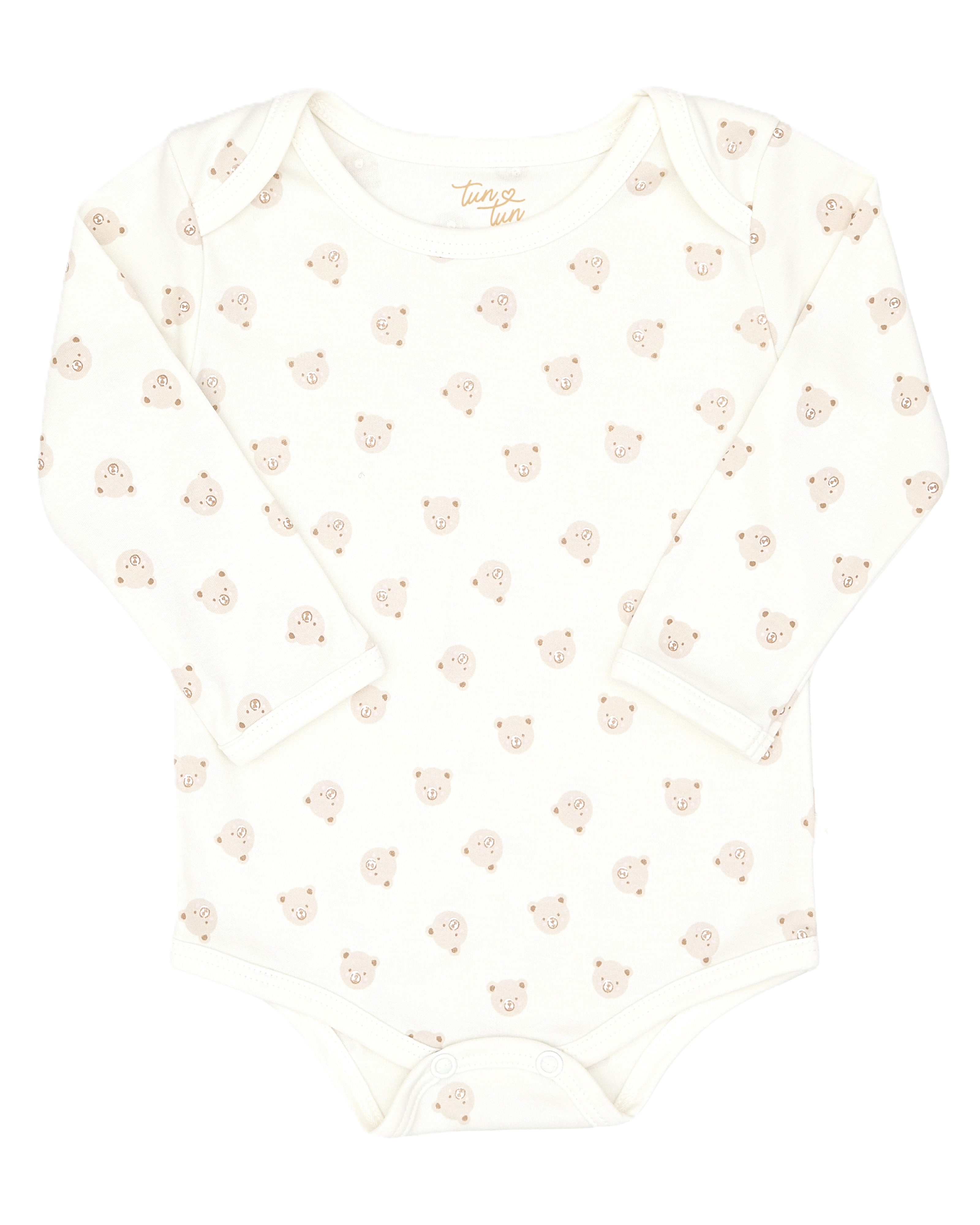 Set Body de Algodón pima + Overall de Algodón Jacquard Perla Osos / Verde