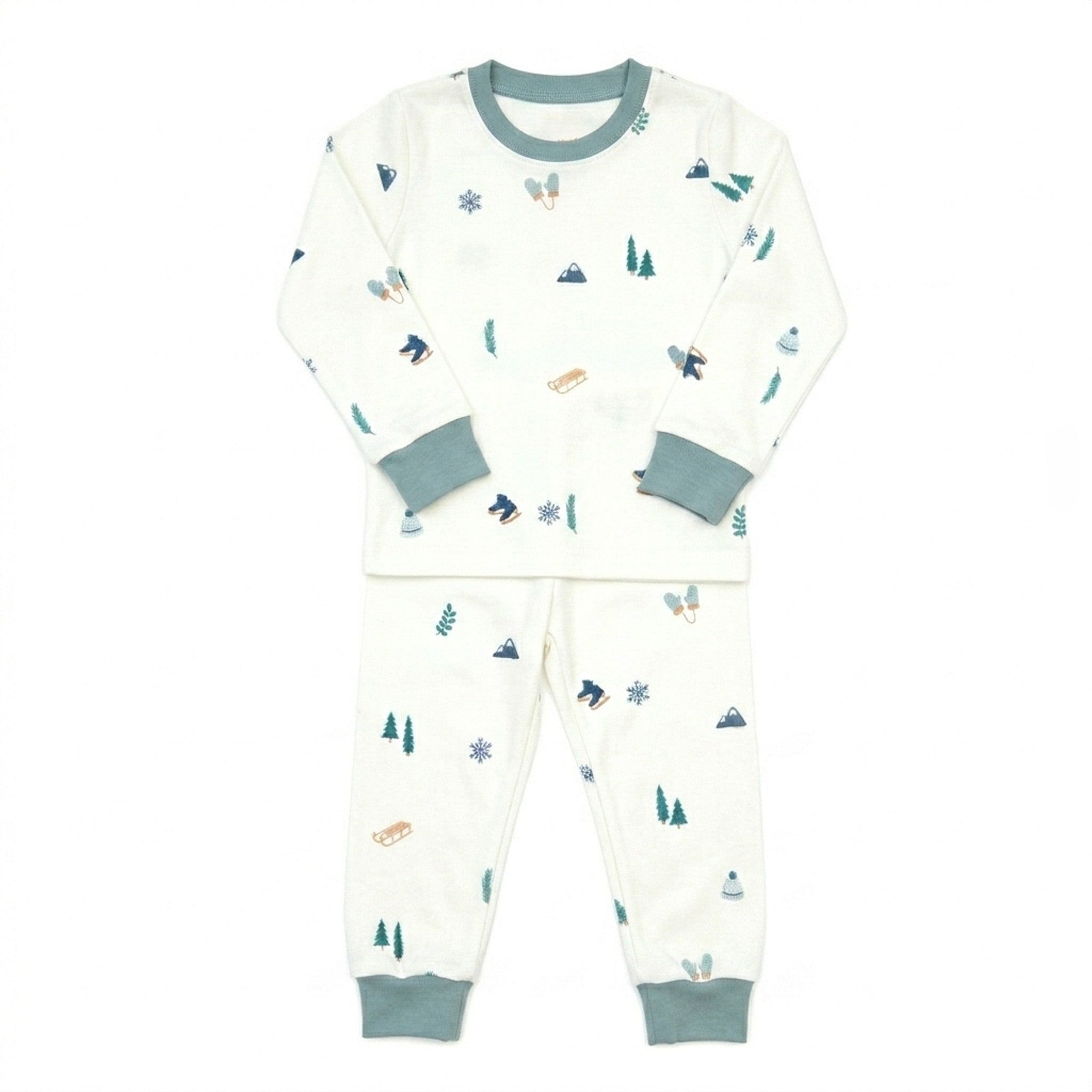 Pijama 2 pcs Polo Manga larga + Pantalon Perla innvierno de Algodón pima
