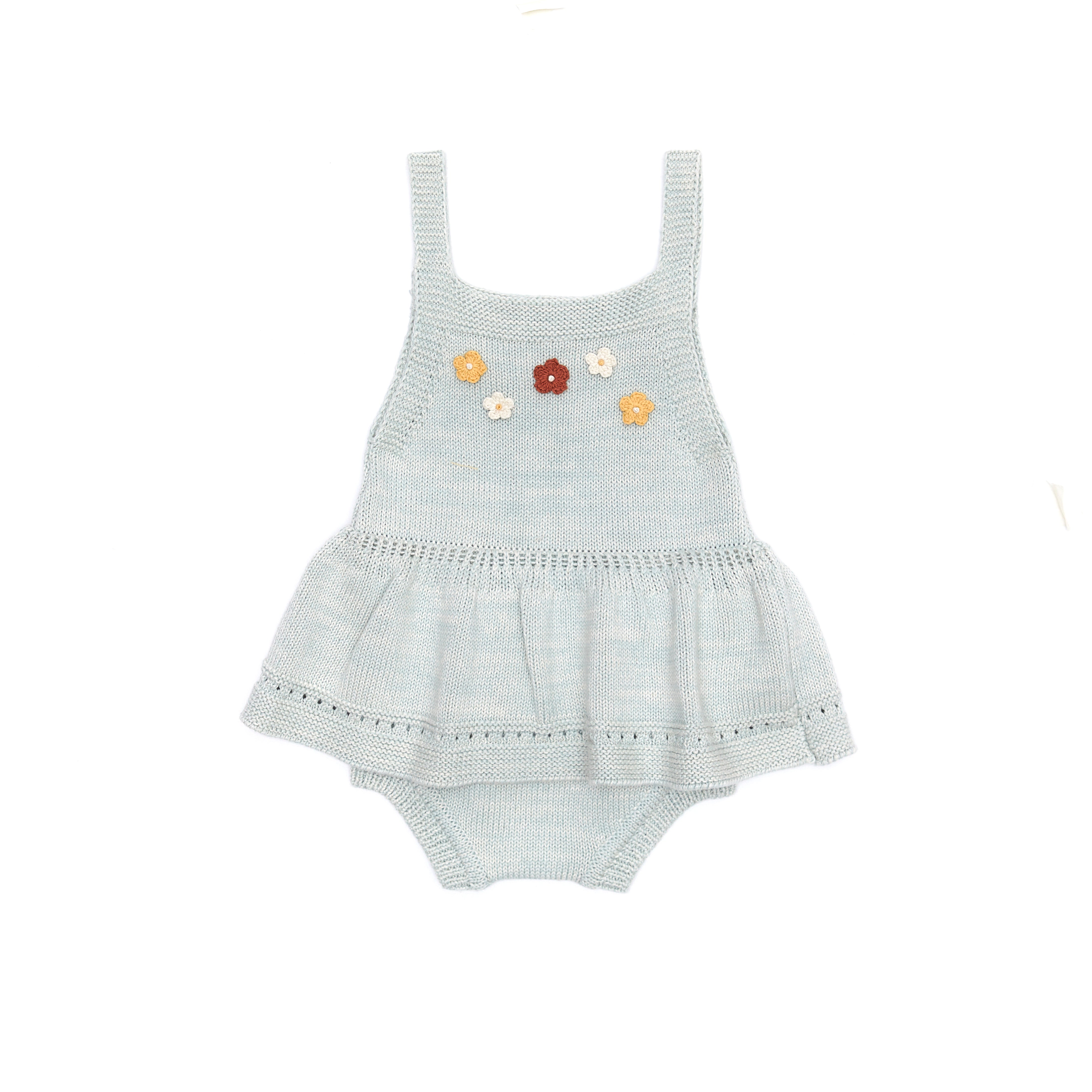 Romper Flores Algodón Pima Celeste