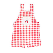 Set Body Bobo + Overall Perla Cerezas Rojas / Cuadros Rojo