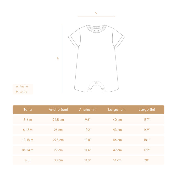 Romper Manga Corta Perla Naranjas de algodón pima