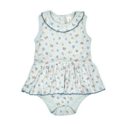 Vestido Body  Pointelle Celeste Flores de Algodón