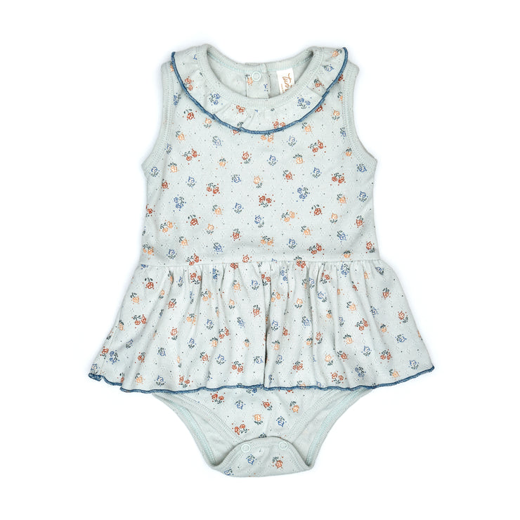 Vestido Body  Pointelle Celeste Flores de Algodón