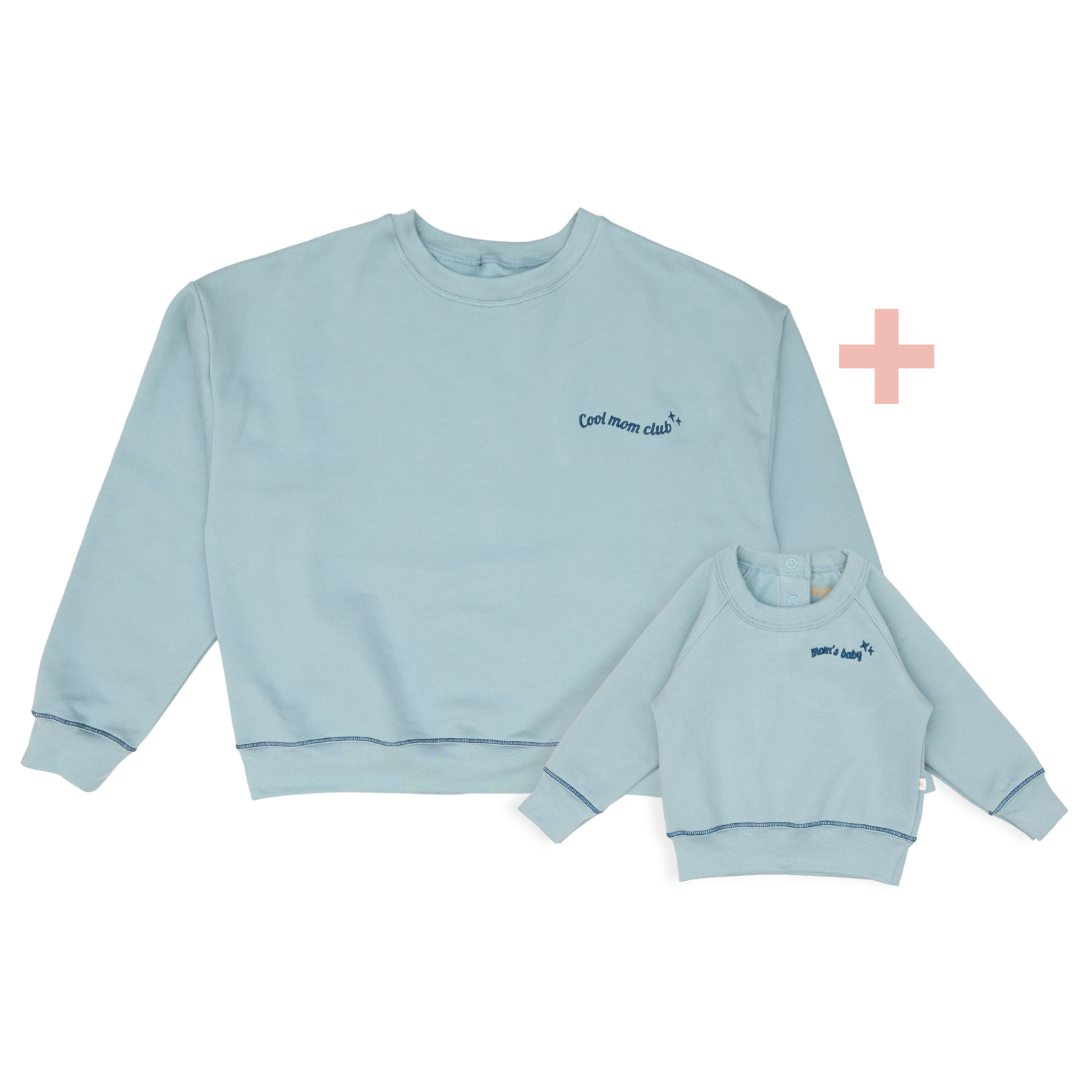 Polera Match Oversize Acero Mamá  + Polera  Bebé de Algodón Afranelado