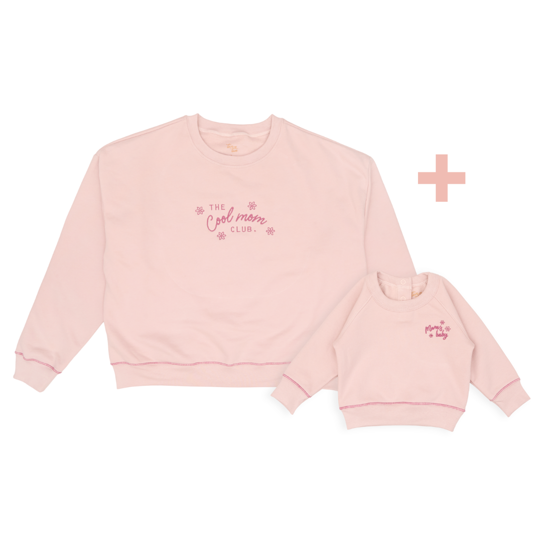 Polera Match Oversize Rosado Mamá  + Polera  Bebé de Algodón Afranelado