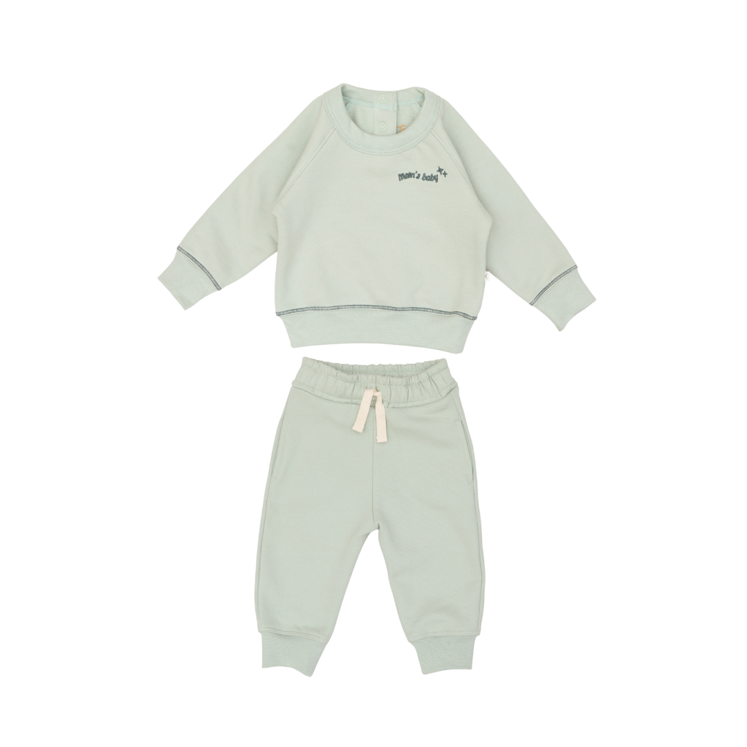 Polera Match Oversize Verde Mamá  + Set Polera + Buzo Acero de Algodón Afranelado