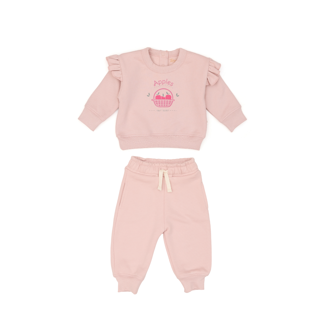 Conjunto 2pcs Polera Bobos + Buzo Rosado de Algodón afranelado