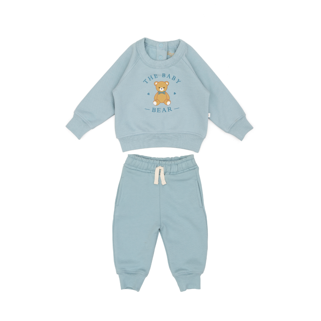 Set 2pcs Polera Baby Bear + Buzo Acero de Algodón afranelado