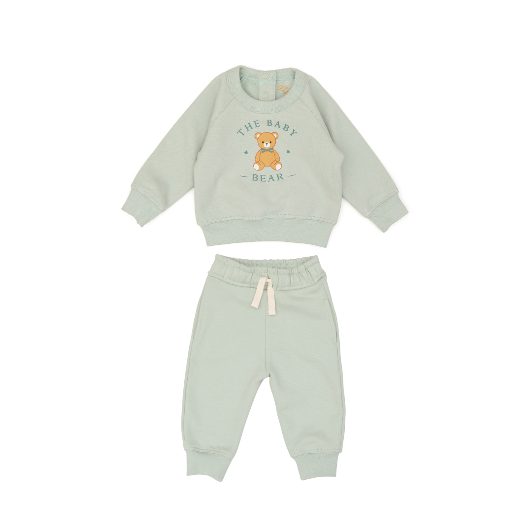 Set 2pcs Polera Baby Bear + Buzo Verde de Algodón afranelado