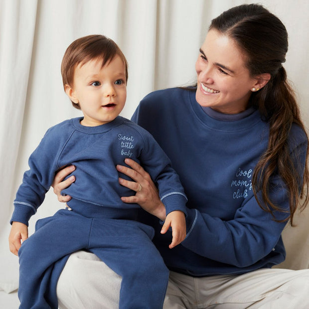 Set Polera + Buzo Azul de Algodón franelado