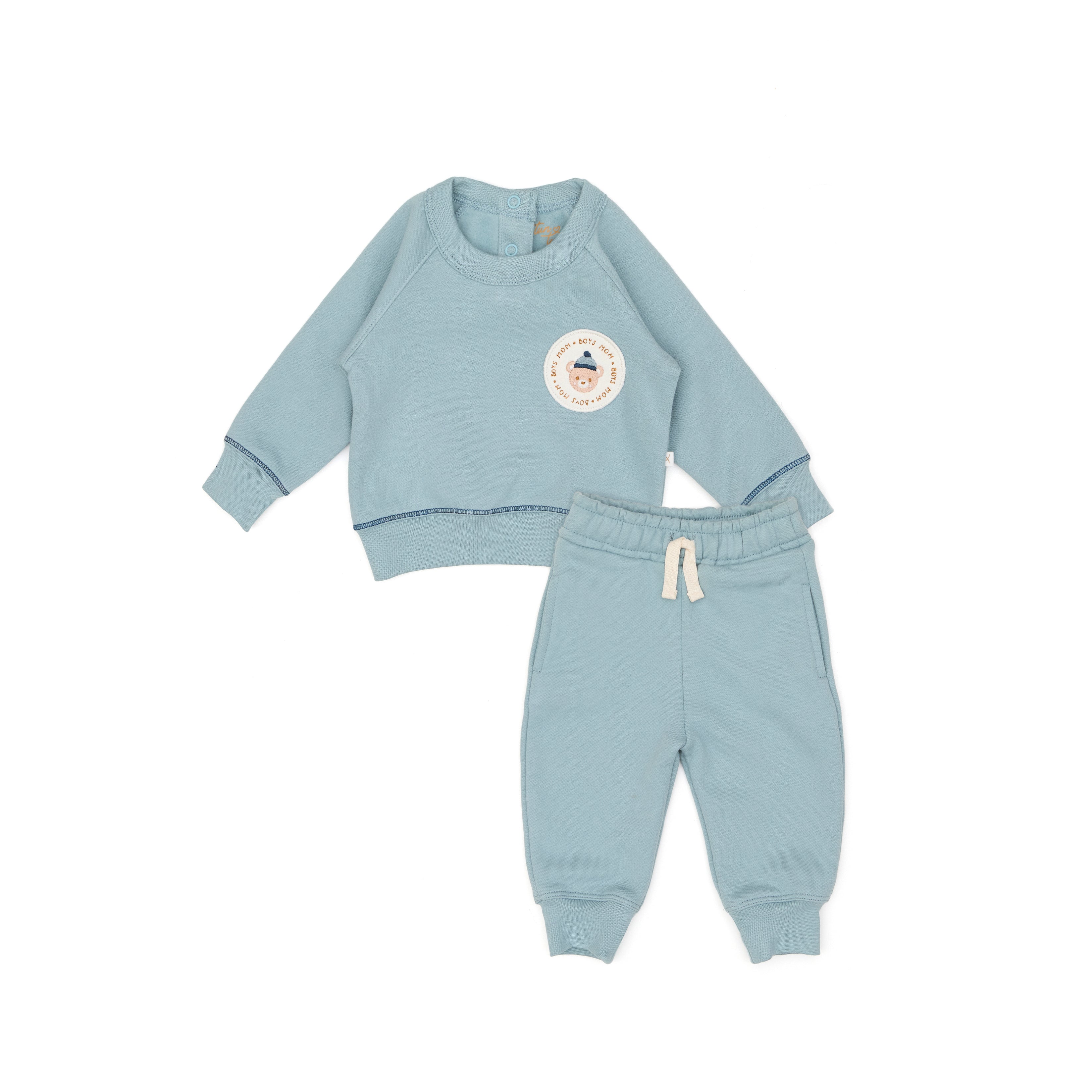 Conjunto 2pcs Polera Oso Parche + Buzo Acero de Algodón afranelado