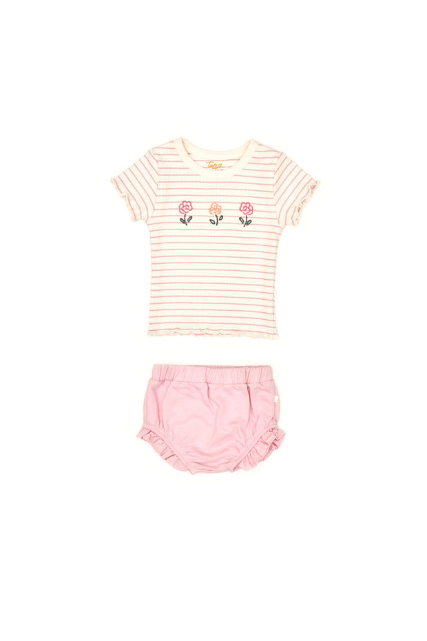 Set Polo Urbeon + Short Bombacho Rayas Fucsia /  Fucsia de algodón