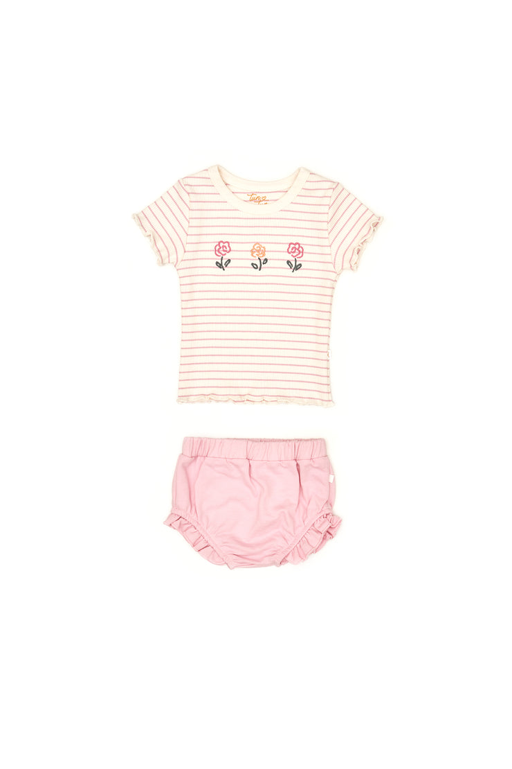 Set Polo Urbeon + Short Bombacho Rayas Fucsia /  Fucsia de algodón