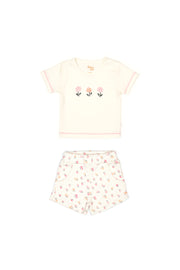 Set Tshirt + Short Perla / Flores Perla de algodón