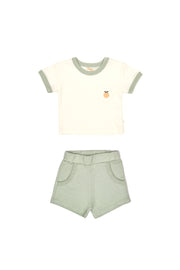 Set Polo  Bolsillo + Short Perla / Verde de algodón