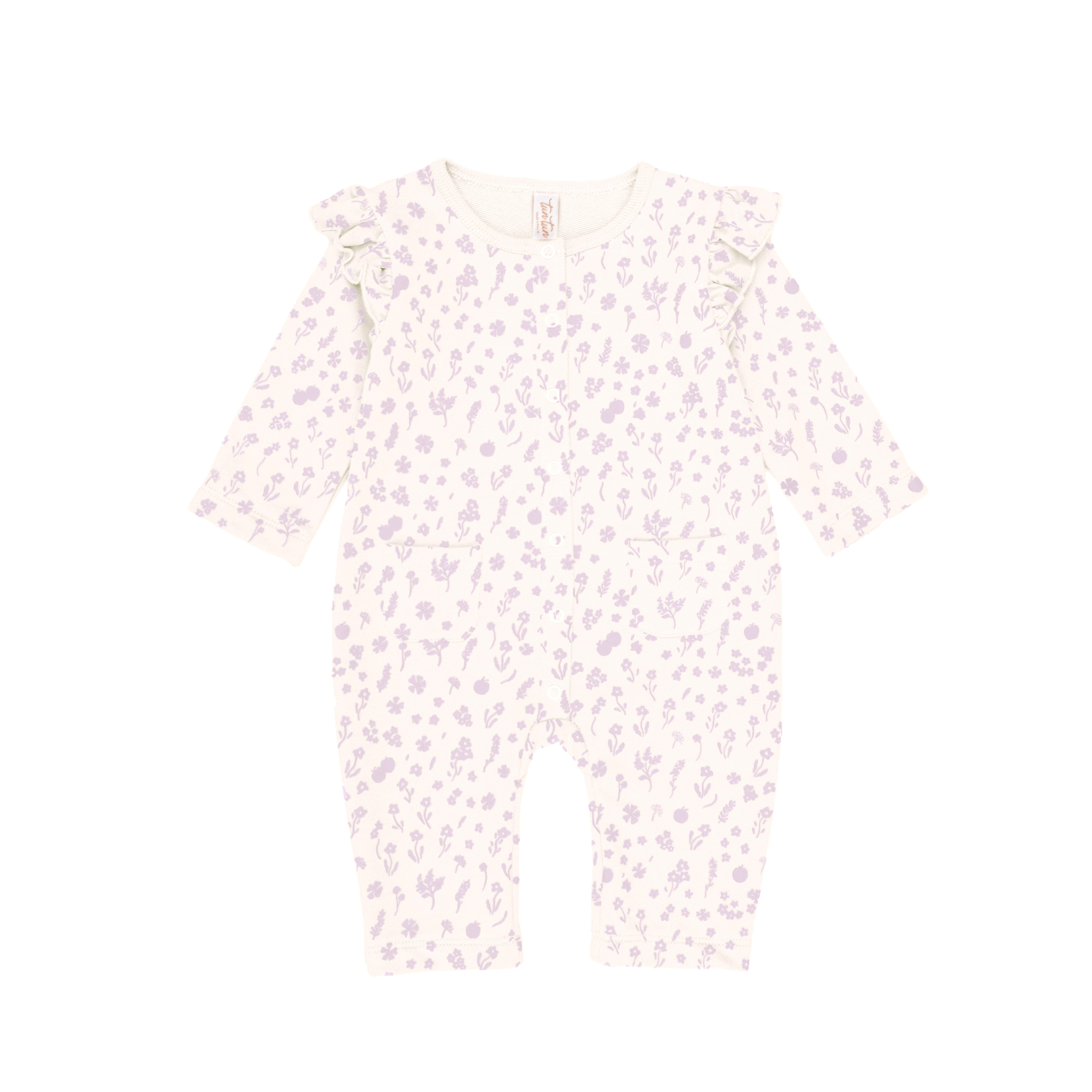 Romper Bobos Perla Flores Lila Algodón  Afranelado