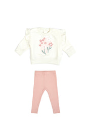 Set Polera Bobo algodón de franelado + Leggin Perla & Coral de algodón rib