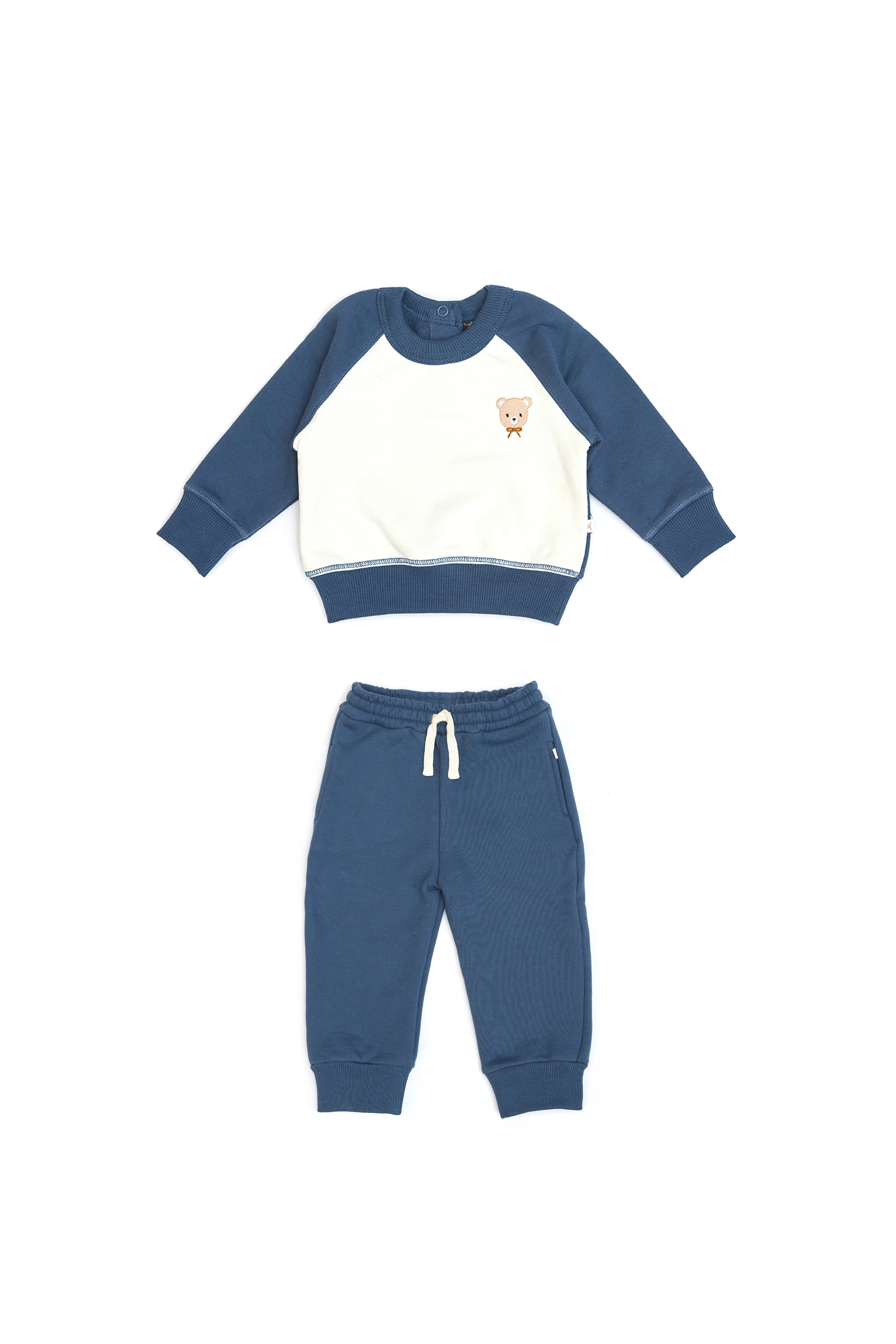 Conjunto 2 PCS Polera + Buzo Perla & Azul de Algodón Franelado