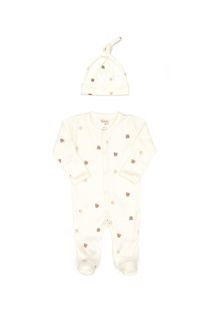 Set Enterizo Broches + Gorro Perla Osos