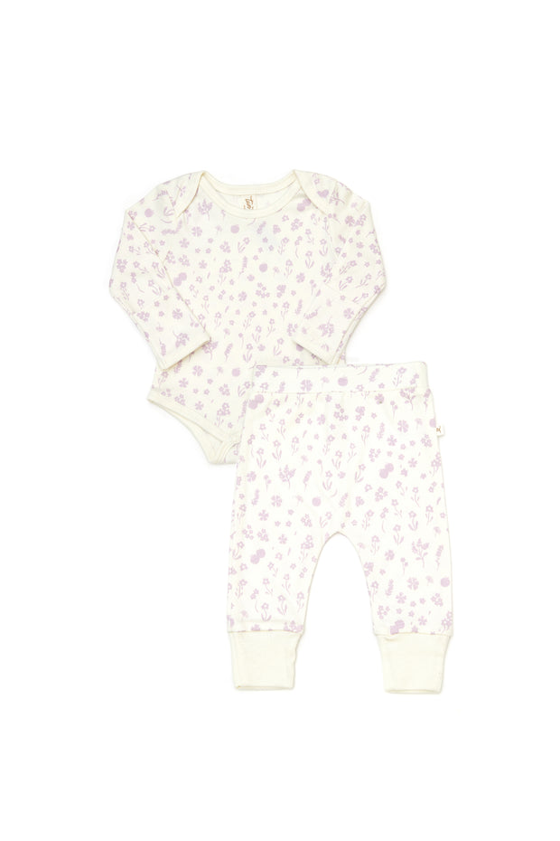 Set Body + Pantalon Perla Flores Lila