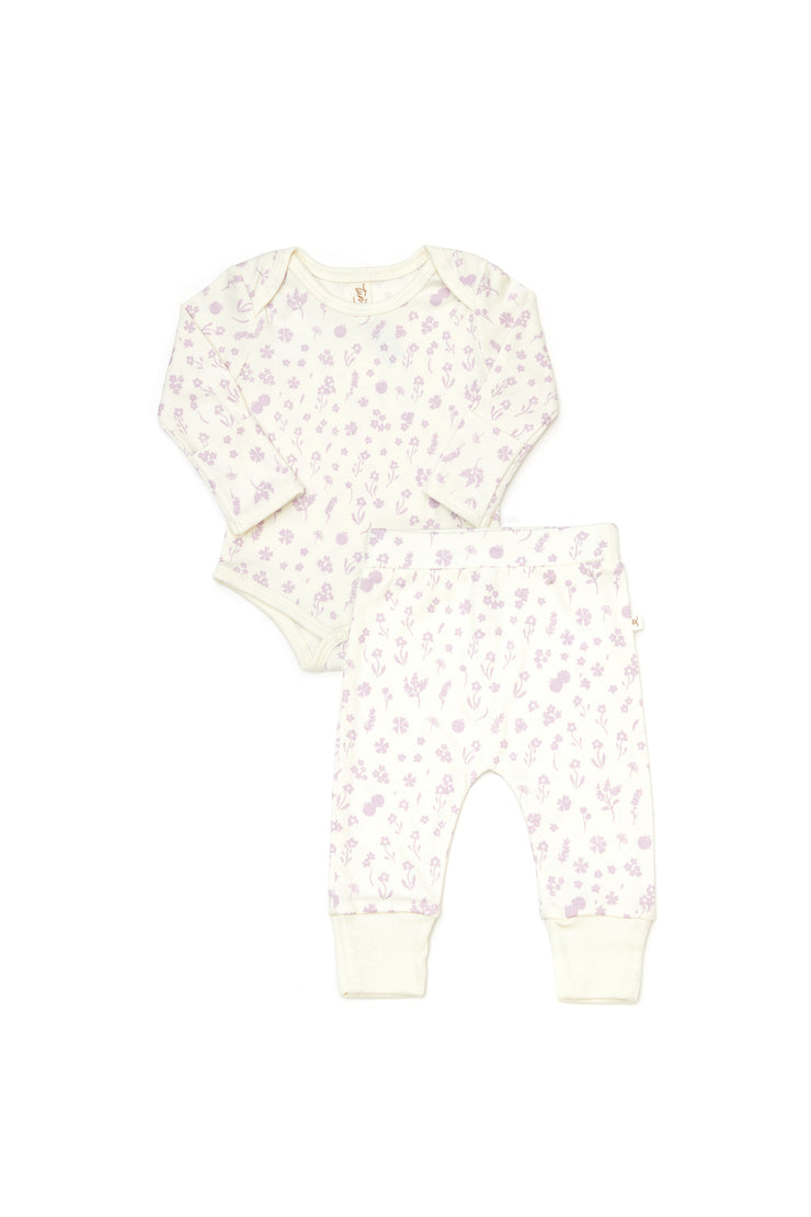 Set Body + Pantalon Perla Flores Lila