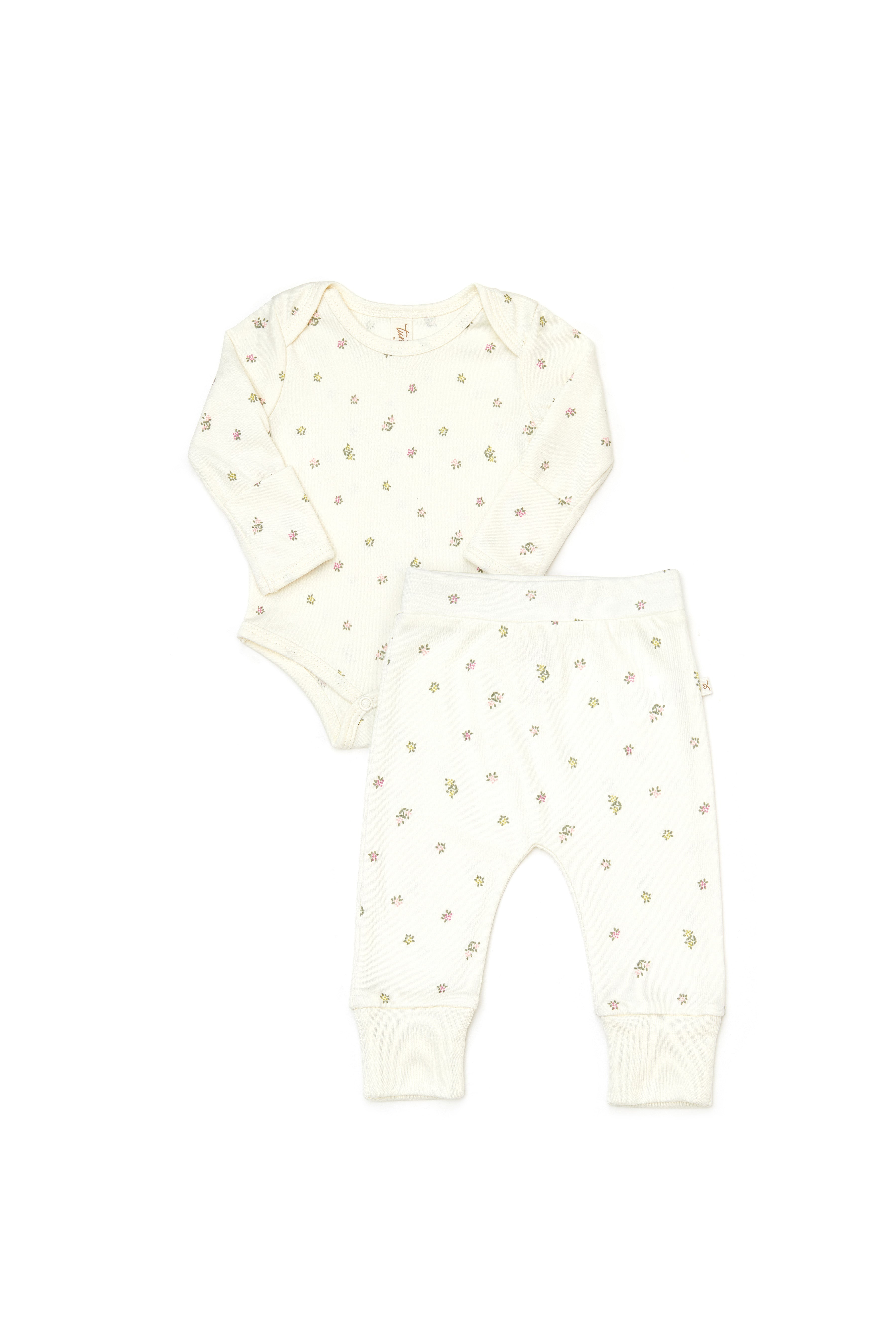 Conjunto 2 PCS Body + Pantalon Perla Flores de Algodón Pima