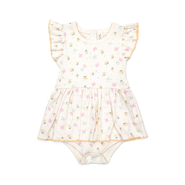 Vestido Body  Perla Mariposas algodón rib